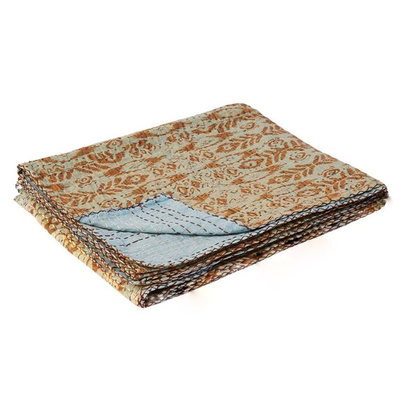 Taj Hotel Home Decor Kantha Cotton Throw | 1-Piece | Multicolor | 50"x70" - Picture 2 of 4